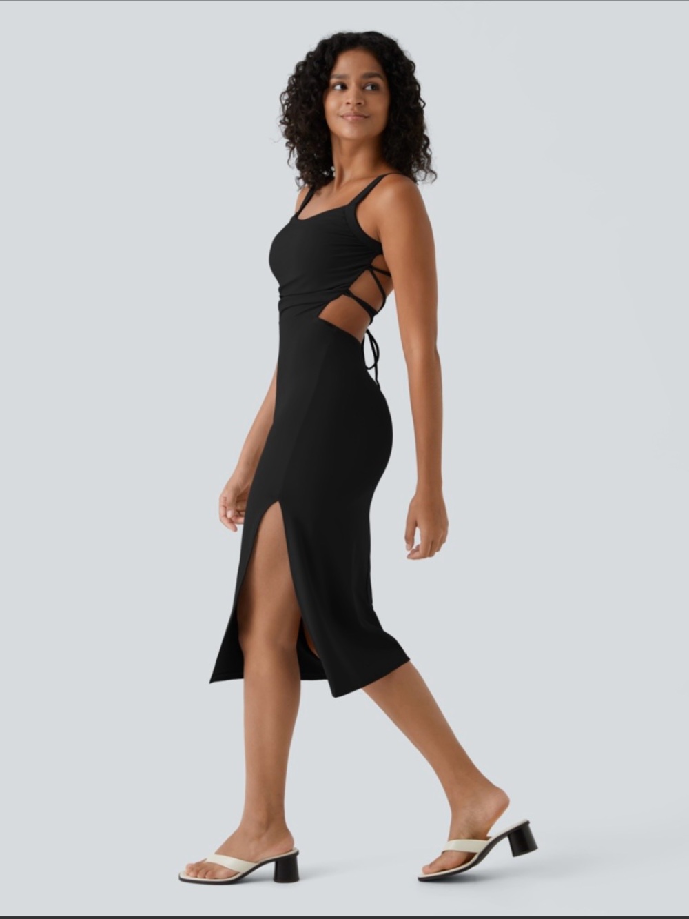 HALARA Black Sleeveless Dress with Square Neck - Picture 2 of 10